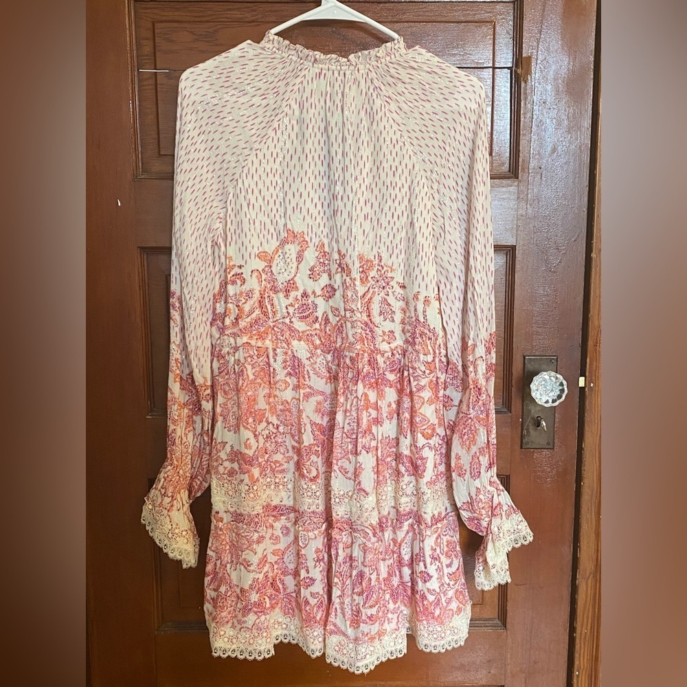 Hemant & Nandita Suki Mini Dress Off White & Crimson Red Cottagecore Rococo - Picture 4 of 5
